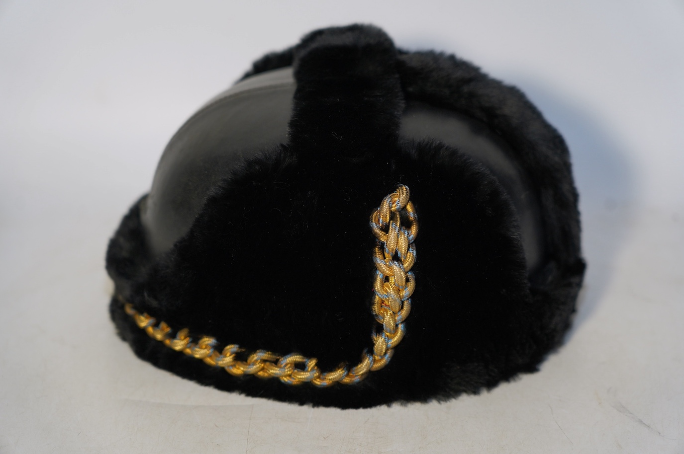 A Burberry RAF style dress hat and tin, 1920's